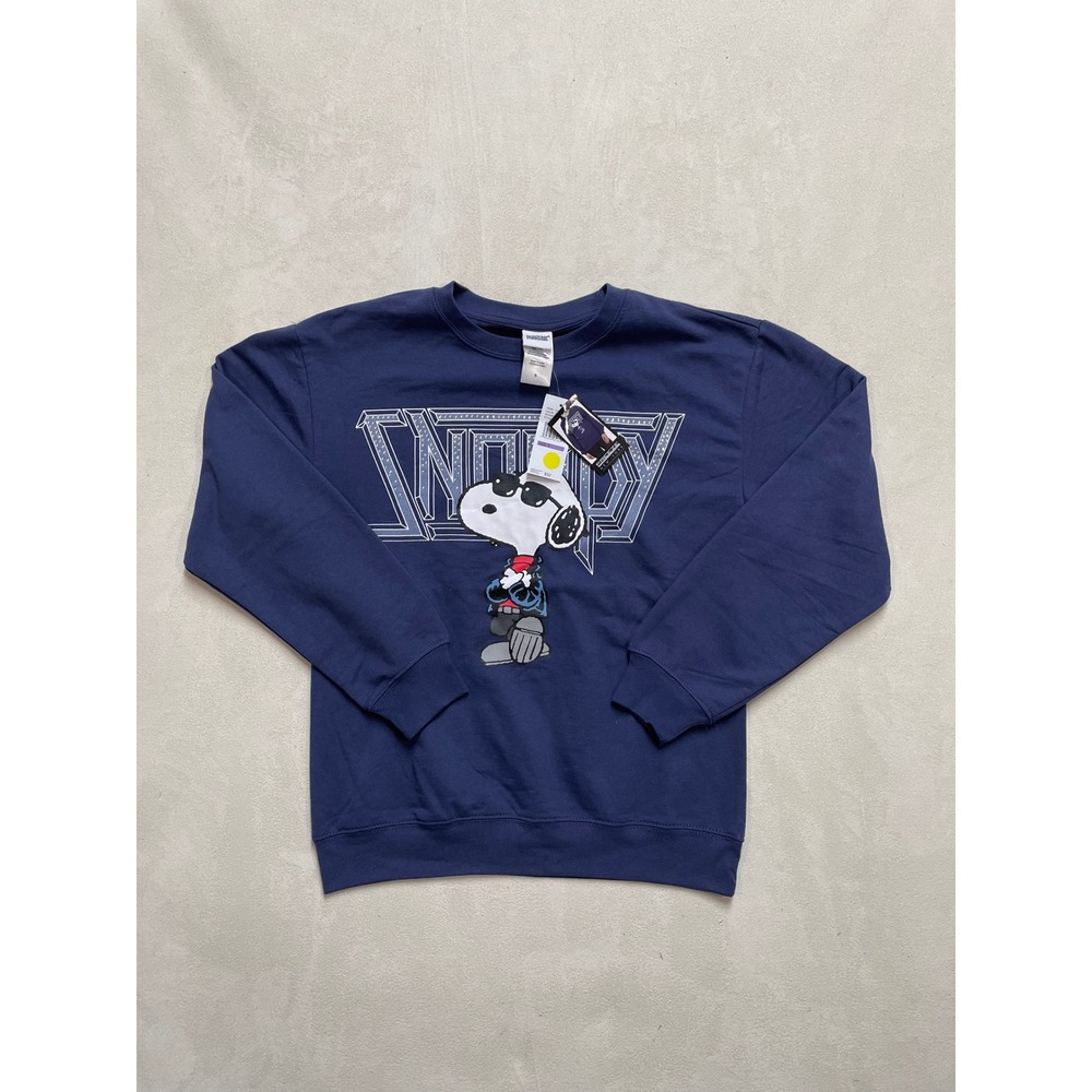 Peanuts Snoopy Joe Cool Navy Blue Graphic Sweatshirt Women Small NWT